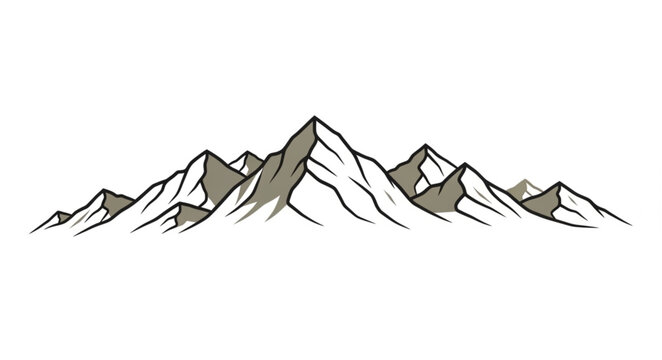 Majestic Mountain Range Peaks Illustration.