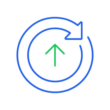 Minimal software update icon with circular refresh arrows and upgrade symbol. Clean flat SVG design ideal for system updates, patches, and digital maintenance concepts.