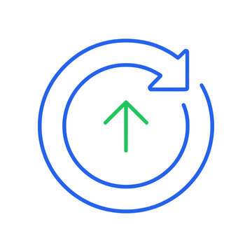 Minimal software update icon with circular refresh arrows and upgrade symbol. Clean flat SVG design ideal for system updates, patches, and digital maintenance concepts.
