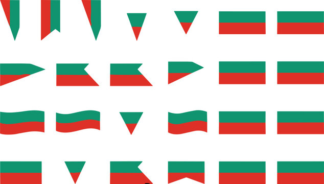 Bulgaria Flag Banner Ribbon and Pennant Vector Icon Set