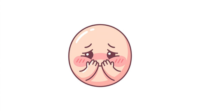 Shy blushing face emoji covering mouth with hands.