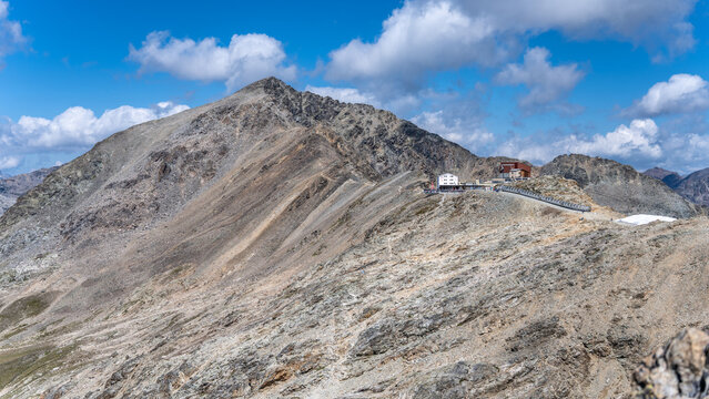 Located in the Bernina Range, the Diavolezza Mountain Hut offers breathtaking alpine views. Visitors can enjoy hiking and relaxing while surrounded by the stunning Swiss landscape.