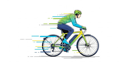 Fototapeta premium Man riding a bicycle with speed lines effect.