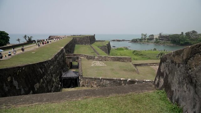 Elevated view from city wall of Galle Fort on a sunny day, Galle Dutch Fort, Galle, Southern Province, Sri Lanka, Asia