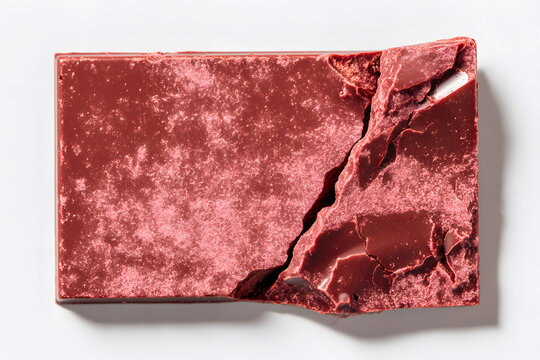 Premium Ruby Chocolate Bar on a Full Plate with a Stunning Texture and Rich Color Contrast