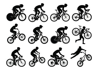 Fototapeta premium Cyclist Silhouette Set