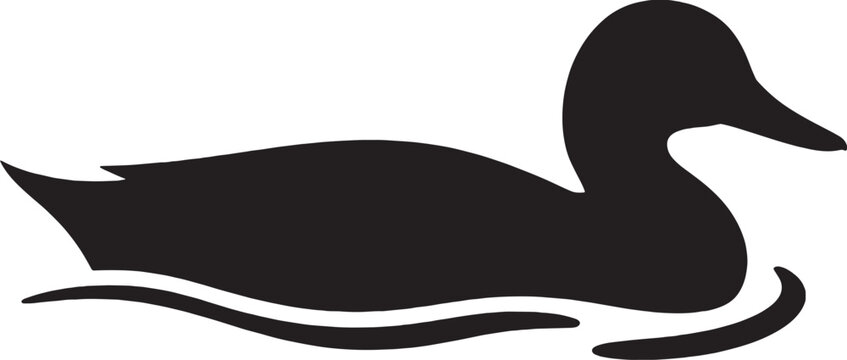 Black Loon Silhouette Icon Floating on Water, Minimalist Common Diver Bird Vector Graphic Isolated on White Background