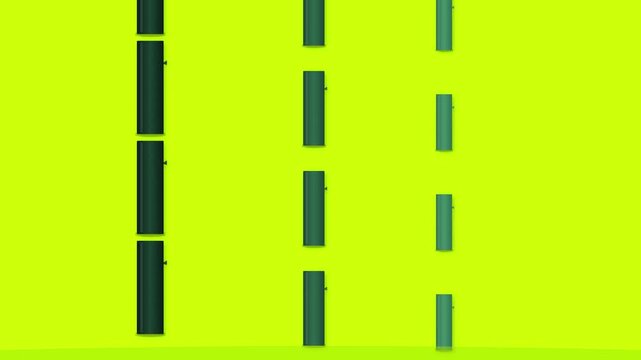 modern bamboo tree stalks sliding on lime green