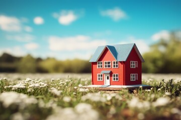 Obraz premium Small red house model representing concepts of home, real estate, and future investment
