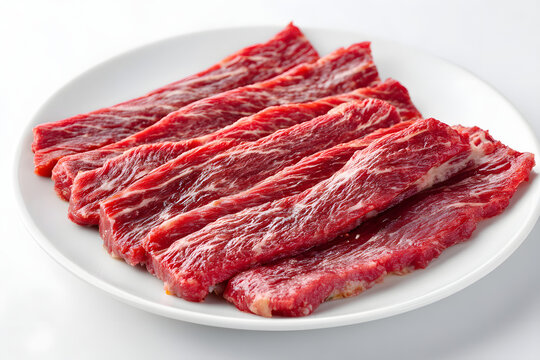 Classic Japanese Harami Skirt Steak Yakiniku Cuts Displayed on White Plate for Culinary Inspiration