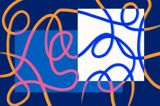 Abstract geometric loop illustration in bold colorful layers