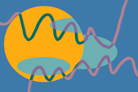 Colorful abstract geometric circle with wavy line pattern