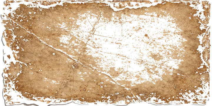 A vintage grunge background of wheat flour scattered on a worn antique brown wooden board with a stained textured surface