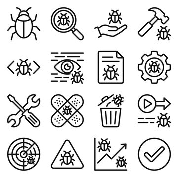 Computer virus icons and symbols.