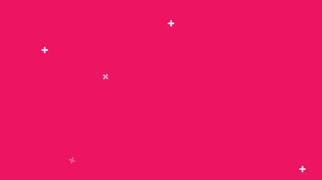 minimal white plus signs drifting on bright pink