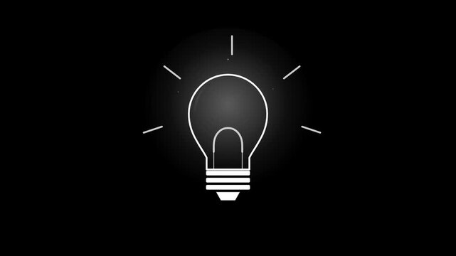 minimal white lightbulb idea emoji flashing on black