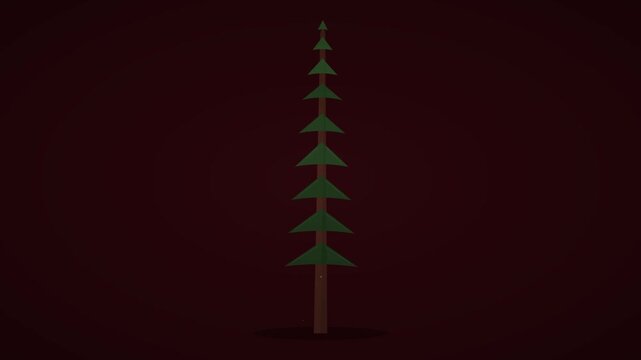 minimal redwood tree scaling up on deep maroon