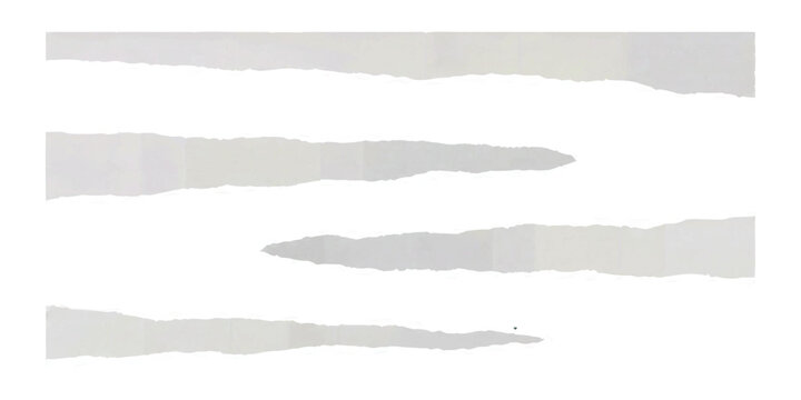 Set of four long torn paper strips with rough edges isolated on a simple plain surface for design elements