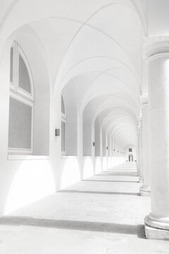 Baroque arcade corridor in Dresden, Germany cultural heritage