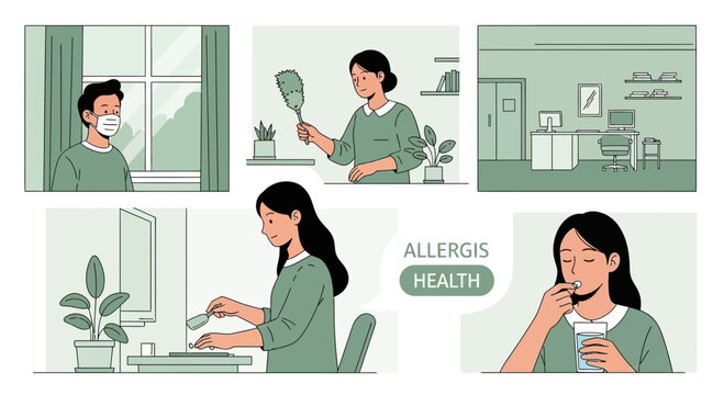 Allergy prevention: home care routine visuals concept