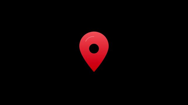 minimal map pin emoji dropping on black background