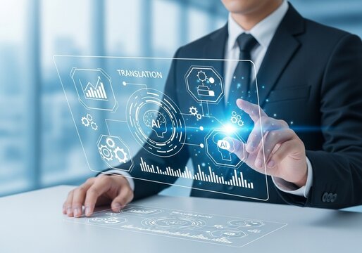 Professional With Ai Translation Interface - Modern Business Concept