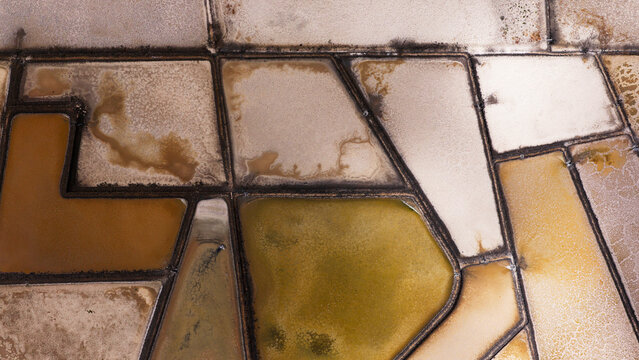 Geometric patterns of Janubio salt flats art