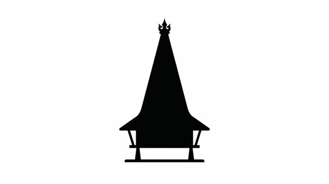 Minimal silhouette SVG vector of traditional Sumba house with iconic pointed roof and tribal architecture style, scalable and isolated.