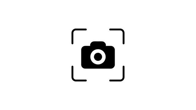Camera scanning animation on white background, seamless loop.