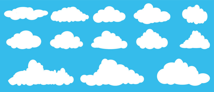Collection of white cloud illustrations.