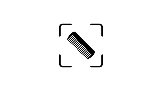 Digital scanning of hair comb icon in flat style motion graphic animation.