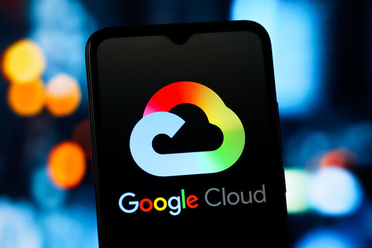 In this photo illustration, the Google Cloud logo is seen displayed on a smartphone screen.