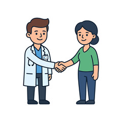 Fototapeta premium Doctor and patient shaking hands in a symbol of trust and care during a medical consultation in a bright clinic setting
