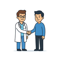 Fototapeta premium Doctor and patient shaking hands, symbolizing a successful medical consultation and a positive doctor-patient relationship