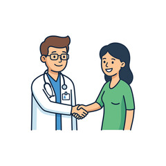 Fototapeta premium Doctor shaking hands with a patient, representing healthcare and medical consultation services
