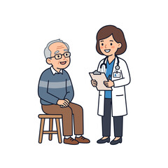 Obraz premium Doctor consulting with an elderly male patient during a medical examination