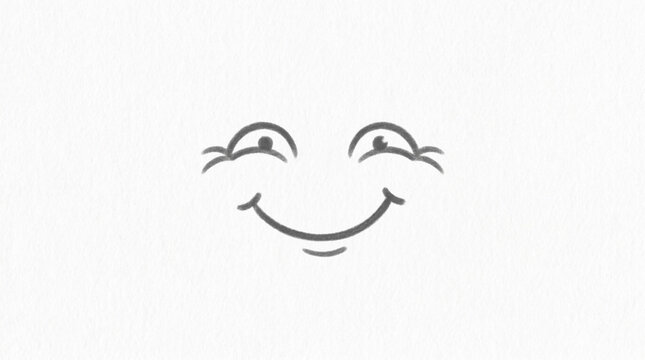 Simple cartoon drawing of a happy smiling face with closed eyes.