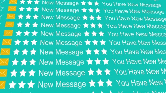 Notification Messages with Envelope and Stars on Teal Background new message email envelope star rating
