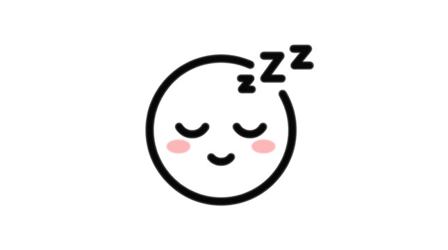 Simple cartoon face sleeping peacefully with closed eyes and blush cheeks.