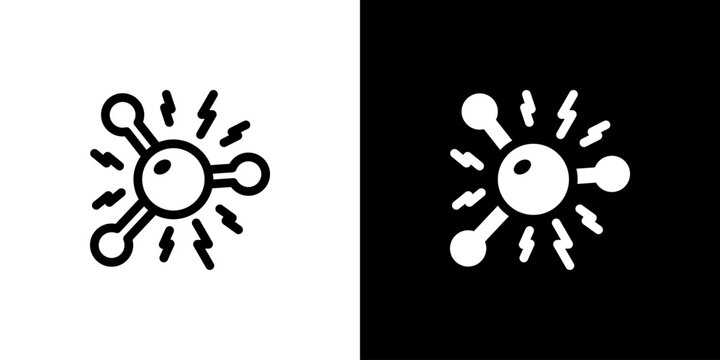 Oxidative Stress Molecular icon concept with flat Black White Background. Vector illustration.