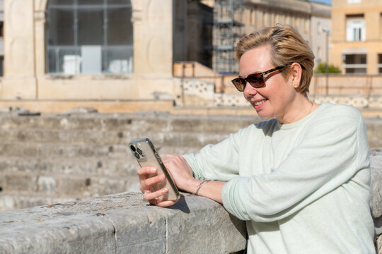Woman enjoying slow travel moment in Lecce, Puglia