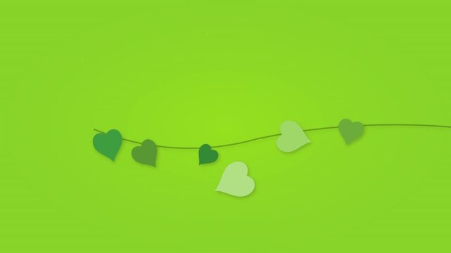 minimalist lime tree heart leaves fluttering on green