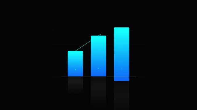 minimal growth bar chart emoji rising on black