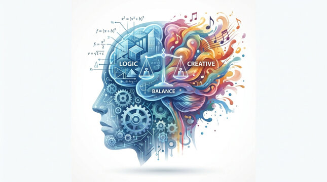 Human Brain Divided Into Logical and Creative Halves.