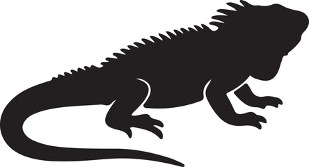 Obraz premium Black silhouette of an iguana with spiky dorsal crest black and white wildlife