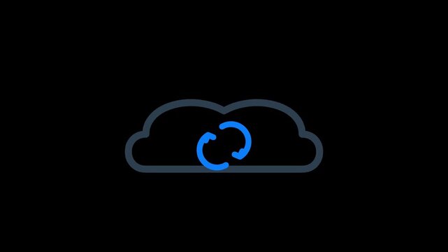 minimal cloud computing network connection data sync animation