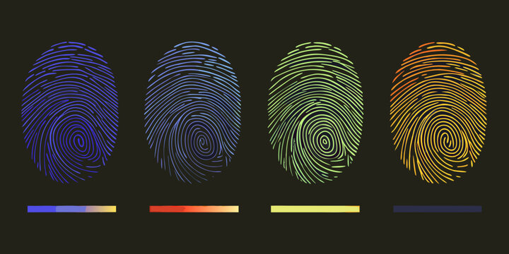 fingerprint scans with gradient color palettes on dark background