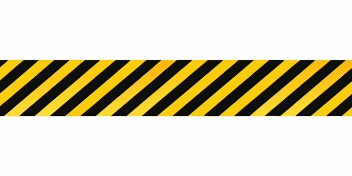 hazard warning tape strip yellow and black diagonal pattern on white