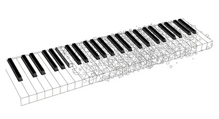 Fototapeta premium Piano keyboard covered in snow and ice.