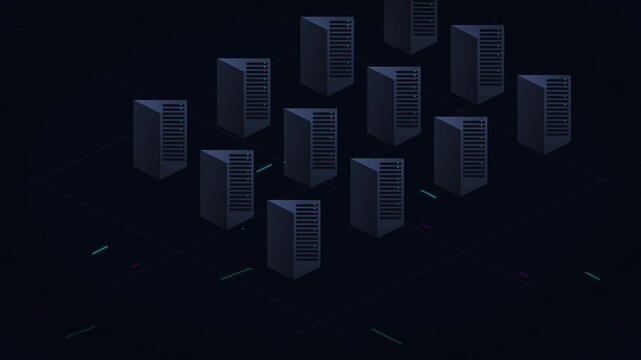 isometric digital server room 3d technology background